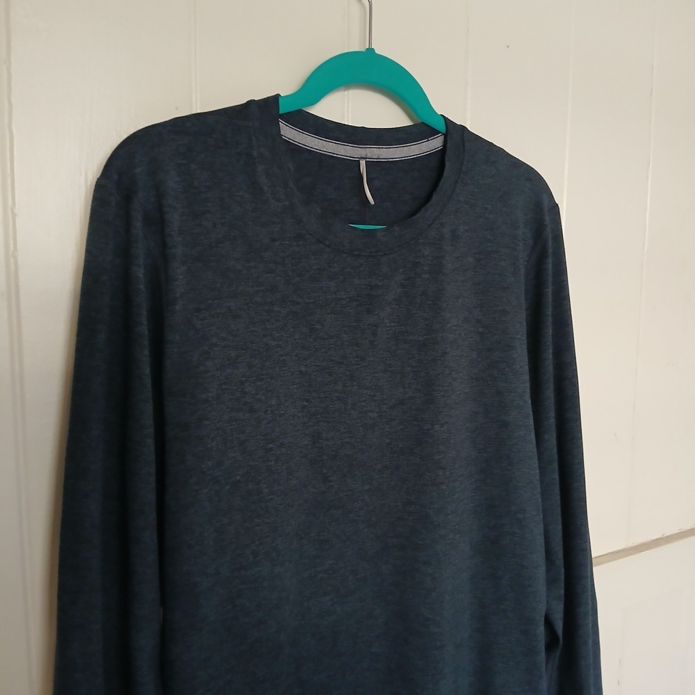 Lululemon Heavyweight Cotton Long Sleeve Crew Shirt Men's Large Navy Heather - Picture 4 of 11